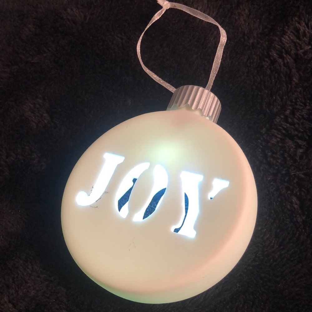 JOY White Ceramic Christmas Ornament Lights‎ Up Lighted